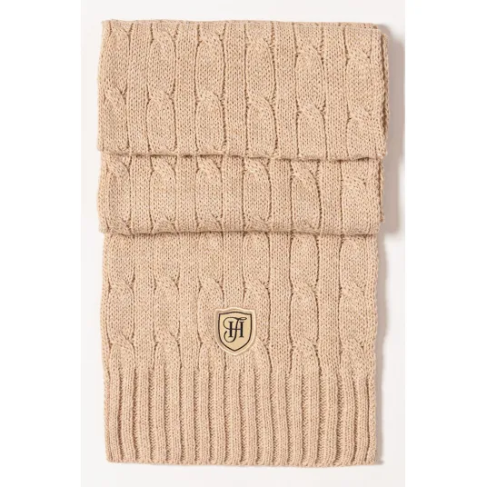 Heavy Tools, Fular din tricot cu model torsade Polly, Maro nisip