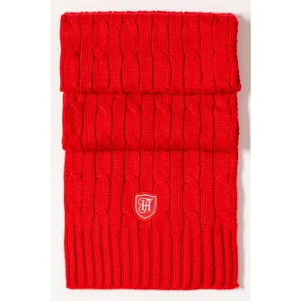 Heavy Tools, Fular din tricot cu model torsade Polly, Rosu vermillion