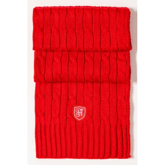 Heavy Tools, Fular din tricot cu model torsade Polly, Rosu vermillion