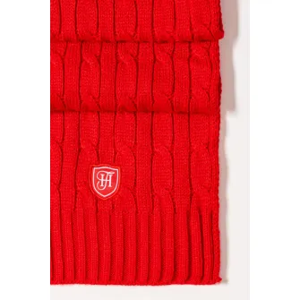 Heavy Tools, Fular din tricot cu model torsade Polly, Rosu vermillion