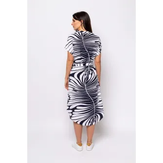 Heavy Tools, Rochie midi cu imprimeu Vlora, Alb, Albastru ultramarin, M