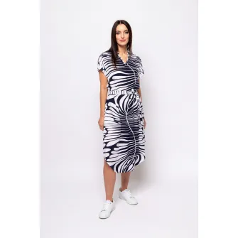 Heavy Tools, Rochie midi cu imprimeu Vlora, Alb, Albastru ultramarin, M