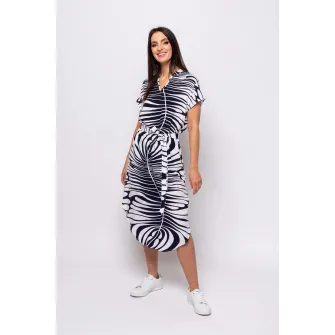 Heavy Tools, Rochie midi cu imprimeu Vlora, Alb, Albastru ultramarin, M