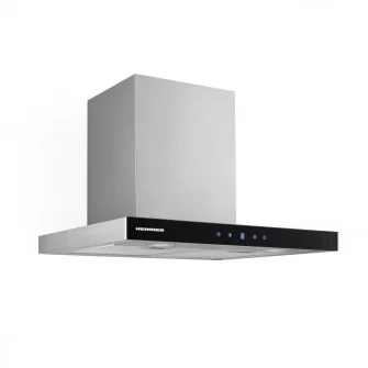 Hota decorativa Heinner DCH-650TIX, Putere absorbtie 623.9 m3/h, 1 motor, 60 cm, Control touch, Timer, Inox + Sticla neagra