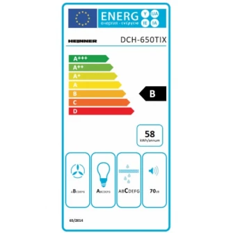 Hota decorativa Heinner DCH-650TIX, Putere absorbtie 623.9 m3/h, 1 motor, 60 cm, Control touch, Timer, Inox + Sticla neagra