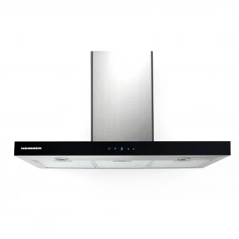 Hota incorporabila decorativa Heinner DCH-6590TIX, Putere absorbtie 623.9 m3/h, 1 motor, 90 cm, Control touch, Timer, Inox + front sticla neagra