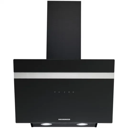 Hota incorporabila decorativa Heinner HDCH-6060RGBK, Control touch, Afisaj LED, 1 Motor, Putere de absorbtie 566 m3/H, Lumina LED, 60 cm, Sticla neagra