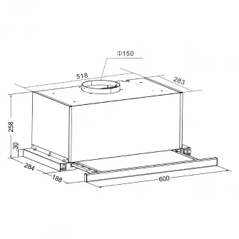 Hota incorporabila telescopica Hansa OTP6241BH, Putere de absorbtie 500 m3/h, 1 motor, 60 cm, Negru