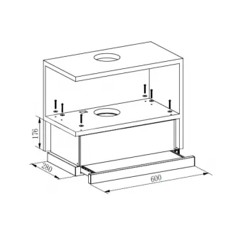 Hota incorporabila telescopica Heinner HTCH-440FS, Putere de absorbtie 325 mc/h, 1 motor, 60 cm, Inox