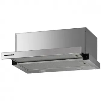 Hota incorporabila telescopica Heinner HTCH-F660IX, Putere de absorbtie 611.79 m3/h, 1 motor, Iluminare LED, 59.5 cm, Inox