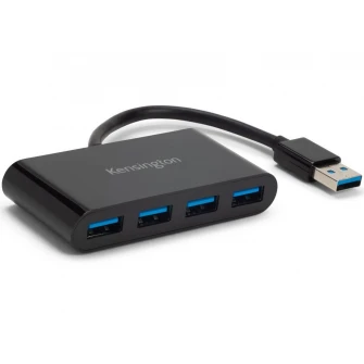 HUB extern KENSINGTON K39121EU, porturi USB: USB 3.0 x 4, conectare prin USB 3.0, cablu 0.1 m, negru