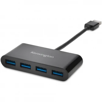 HUB extern KENSINGTON K39121EU, porturi USB: USB 3.0 x 4, conectare prin USB 3.0, cablu 0.1 m, negru