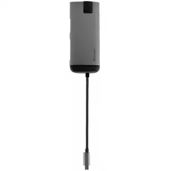 Hub Multiport Verbatim USB-C, 4K HDMI, USB 3.0, Card reader, Argintiu