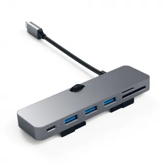 Зажимной концентратор Satechi Pro, алюминий, для iMac Intel 2017-2019 3x USB 3.0, MicroSD, серый космос