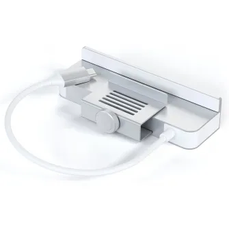 Зажимной концентратор Satechi USB-C для iMac 24 дюймов 2021 г. / 1x USB-C до 5 Гбит/с, 3x USB-A 3.0 до 5 Гбит/с, Micro/SD, серебристый