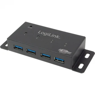 HUB USB 3.0 extern Logilink, 4 USB, alimentare 3.5A, negru