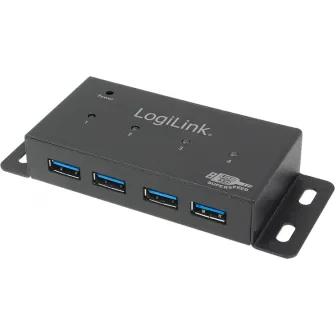 HUB USB 3.0 extern Logilink, 4 USB, alimentare 3.5A, negru