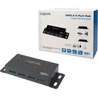 HUB USB 3.0 extern Logilink, 4 USB, alimentare 3.5A, negru
