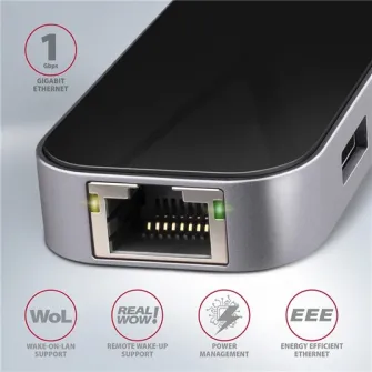 USB-концентратор AXAGON HMC-6GL Combo 6in1, кабель USB-C