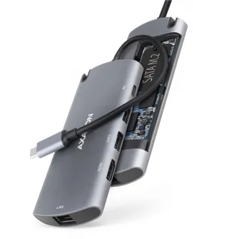 USB-концентратор AXAGON HMC-6M2 Combo 6in1, кабель USB-C