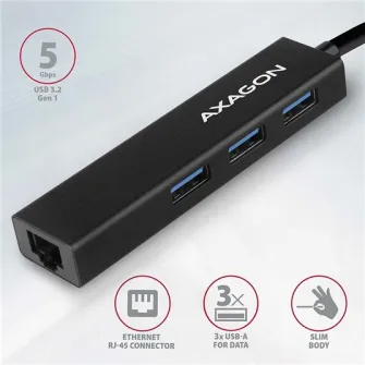 AXAGON HMC-GL3A USB-концентратор 2-в-1, кабель USB-C