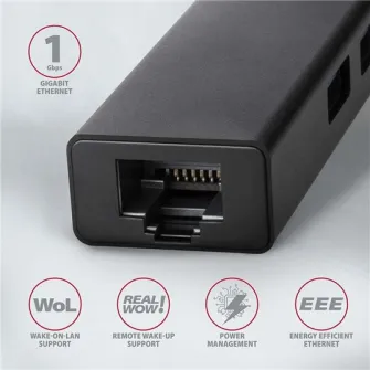 AXAGON HMC-GL3A USB-концентратор 2-в-1, кабель USB-C