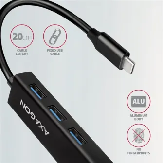 AXAGON HMC-GL3A USB-концентратор 2-в-1, кабель USB-C