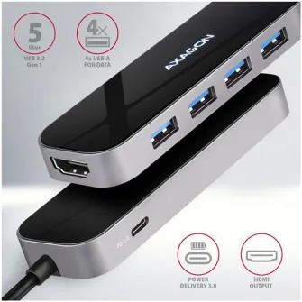 Hub USB AXAGON HMC-HCR3A, Cablu USB-C