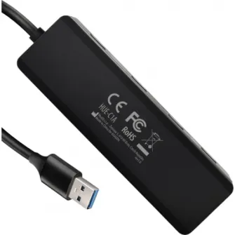 Hub USB Axagon HUE-C1C, 4x USB 3.2 Gen 1, 0.2m, USB-A, Negru
