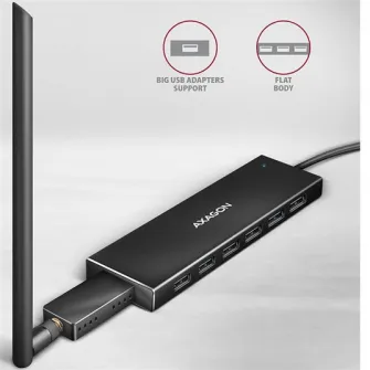 Hub USB AXAGON HUE-F7A, Cablu USB-A