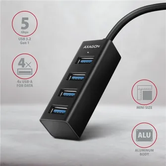 USB-хаб AXAGON HUE-M1AL, 4 порта USB-A 3.2 Gen1, кабель USB-A 1,2 м