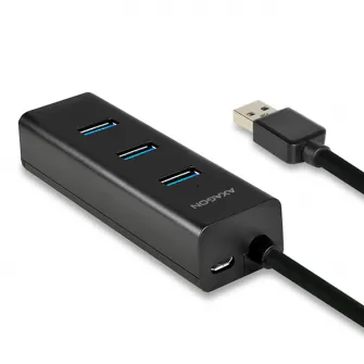 USB-концентратор Axagon HUE-S2BL, 4 порта USB3.0, кабель 1,2 м, зарядка через Micro USB