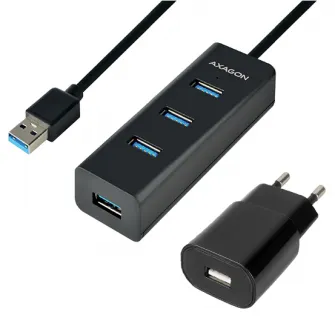 Axagon HUE-S2BP 4x USB 3.0 USB-концентратор, кабель 1,2 м, зарядка micro USB