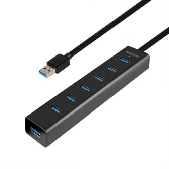 USB-концентратор Axagon HUE-SA7BP, 7x USB 3.0, зарядка micro USB