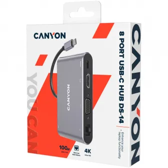 Hub USB Canyon DS-14 8in1 Gri