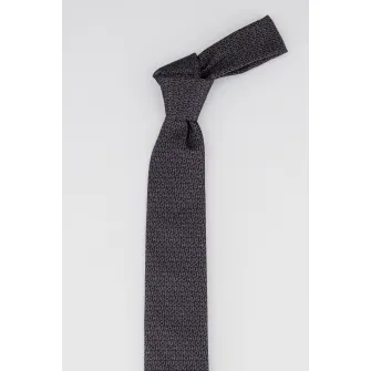 HUGO, Cravata de matase cu model logo, Negru