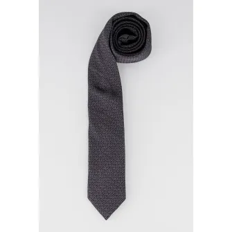 HUGO, Cravata de matase cu model logo, Negru