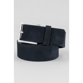 HUGO, Curea de piele intoarsa cu catarama metalica Minto, Negru, 100