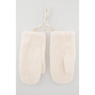 HUGO, Manusi de blana shearling sintetica, Alb fildes, 19 CM
