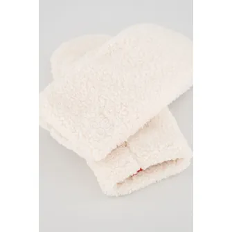 HUGO, Manusi de blana shearling sintetica, Alb fildes, 19 CM