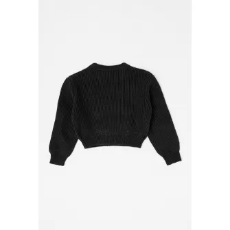 HUGO, Pulover crop cu logo, Negru, Argintiu, 126 CM