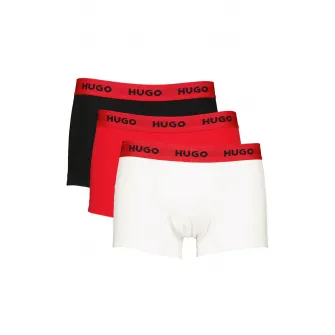 HUGO, Set de boxeri cu banda logo in talie - 3 perechi, Rosu, Negru, Alb, L