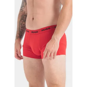 HUGO, Set de boxeri cu banda logo in talie - 3 perechi, Rosu, Negru, Alb, L