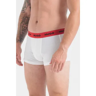HUGO, Set de boxeri cu banda logo in talie - 3 perechi, Rosu, Negru, Alb, L