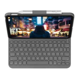 Husa cu tastatura Logitech Slim Folio pentru iPad 10, UK, Gri