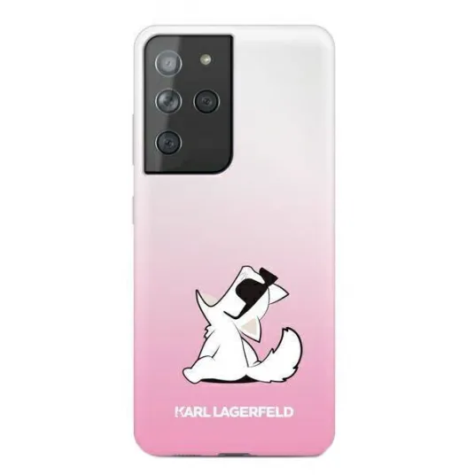 Husa de protectie Cover Karl Lagerfeld TPU Choupette Eat Gradient pentru Samsung Galaxy S21 Ultra KLHCS21LCFNRCPI, Pink