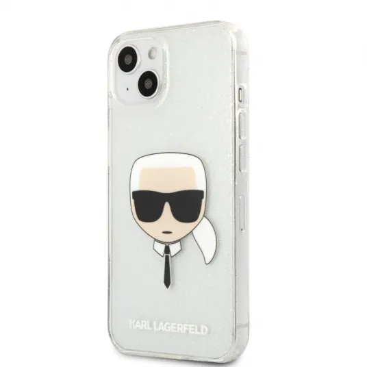 Husa de protectie Karl Lagerfeld Full Glitter Karl Head pentru Apple iPhone 13 mini, Argintie