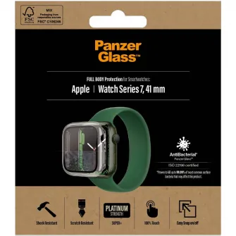 Husa de protectie PanzerGlass pentru Apple watch 7, 41mm, Transparenta / Rama Neagra