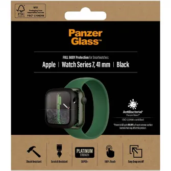 Husa de protectie PanzerGlass pentru Apple watch Series 7, 41mm, Transparenta / Rama Neagra