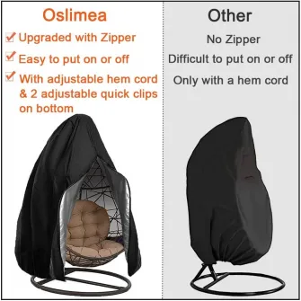 Husa Impermeabila pentru Scaun Suspendat, cu Fermoar, 115x190cm, Negru, poliester